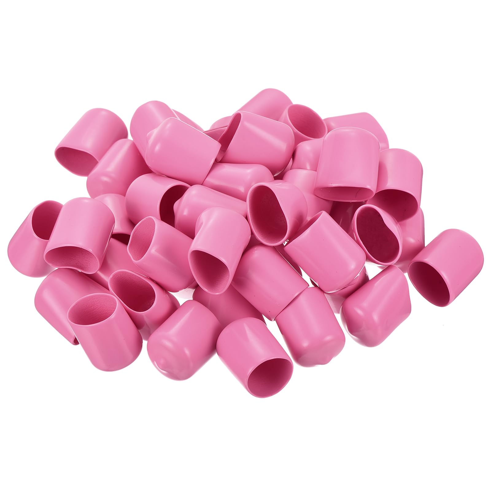uxcell 100pcs Rubber End Caps 16mm(5/8 inch) ID Vinyl PVC Round Tube Bolt Cap Cover Screw Thread Protectors Pink