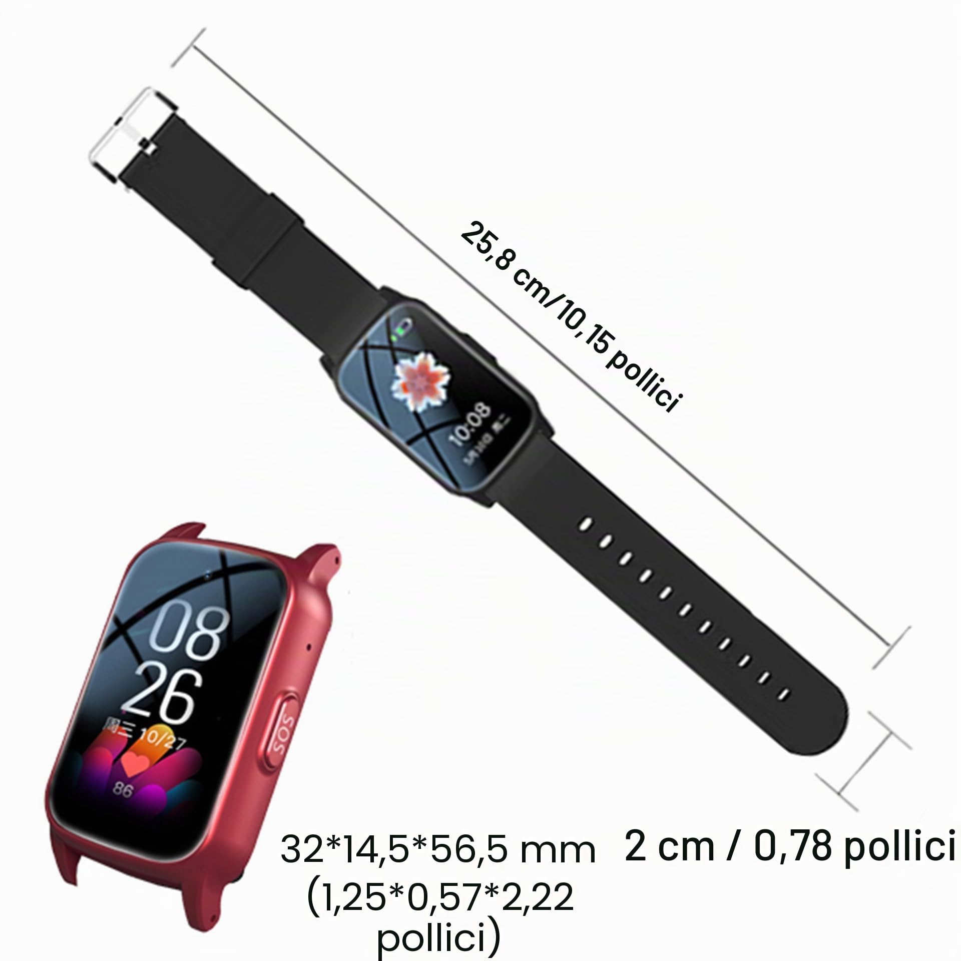 Orologio Intelligente con Rilevamento delle Cadute per Anziani, Bracciale SOS Salvavita Anziani con GPS, Videochiamata HD, Chiamata Vocale HD E Ricarica Magnetica - Impermeabile IP67,Black