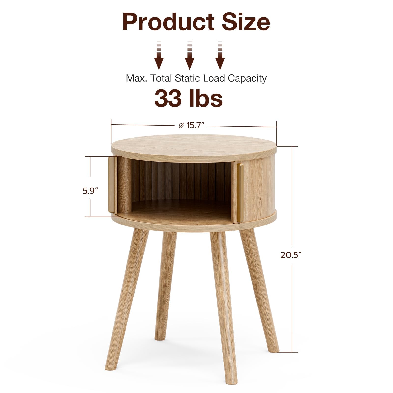 Amazon.com: ZttRiee Round Side Table with Sliding Doors, Modern