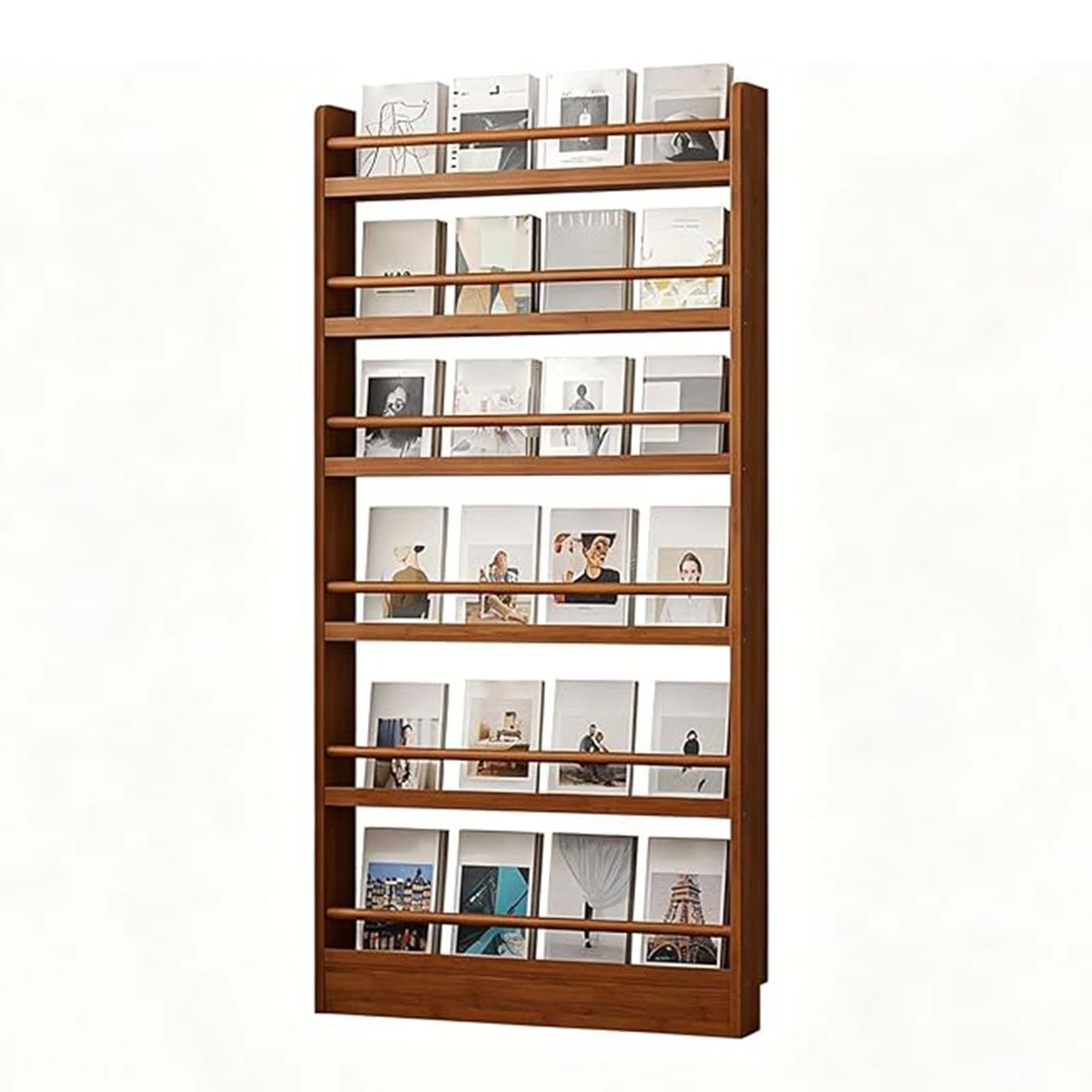 Portariviste Da Terra, Espositore Per Brochure In Legno Massello, Design Verticale Salvaspazio, Porta Riviste Per Soggiorno, Ufficio, Mostre(19.6x3.9x68.5in)