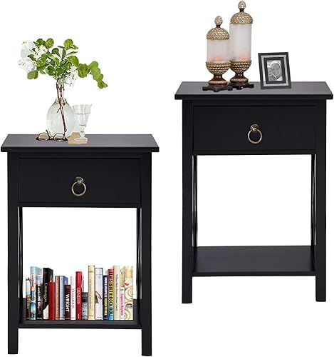 Miniatura 5 de Naomi Home Alisa - Mesa auxiliar de madera con estante de almacenamiento, color negro