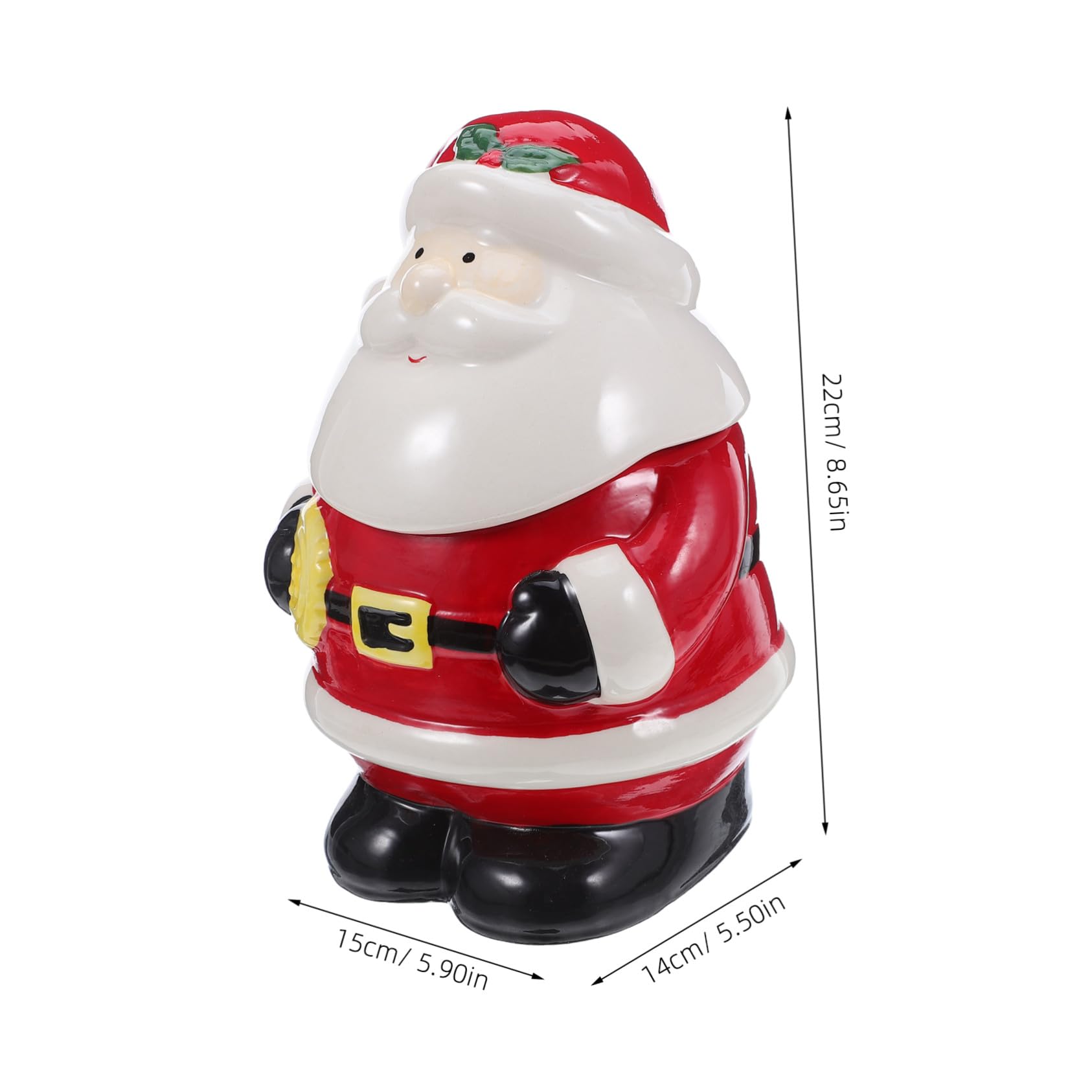 ULTECHNOVO Barattolo Biscotti Natalizio in Ceramica con Coperchio Contenitore Piccolo Babbo Natale per Caramelle Biscotti Dolci Decorazione da Tavolo per Feste di Natale Vaso Porta Snack