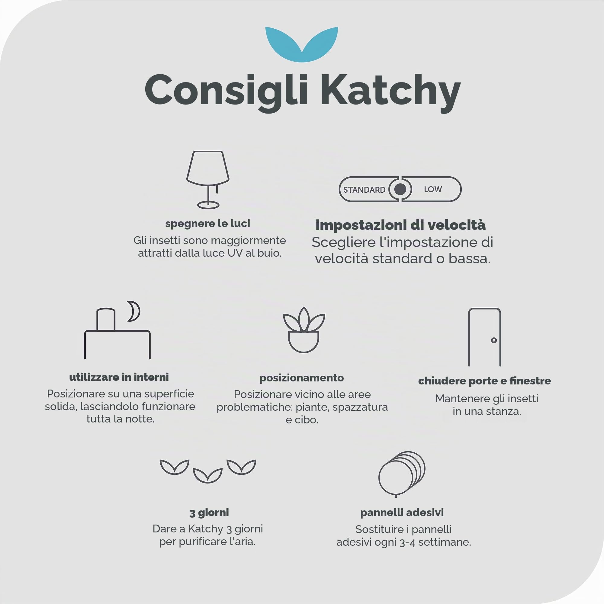 Katchy Duo – Trappola per mosche da interni con capsula profumata, efficace giorno e notte, per zanzare, moscerini della frutta, moscerini e piccole tarme – Trappola anti-insetti con luce UV e ventosa