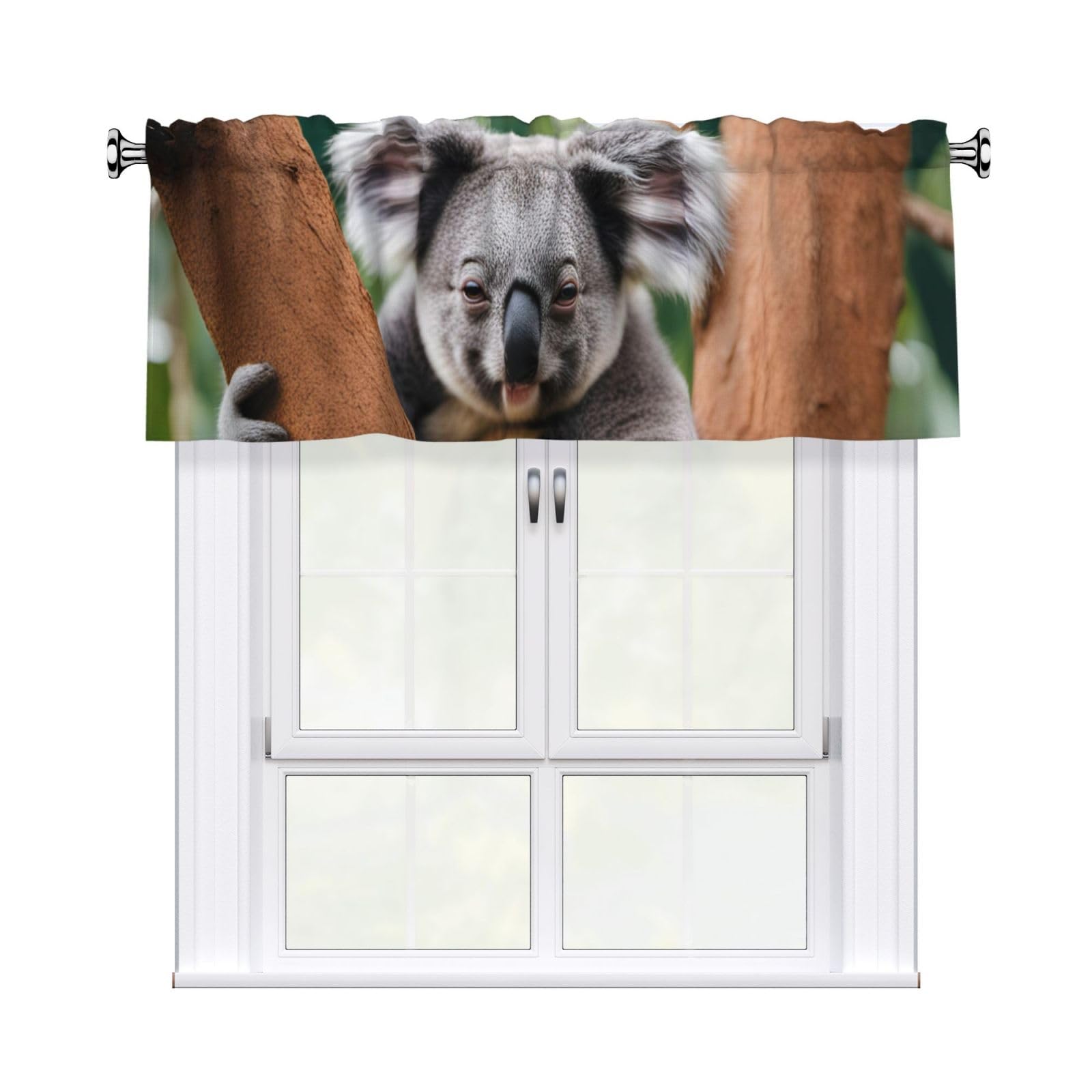 Juandeng Hugging Tree Koala Print Valance Curtains Curtain Valance for Kitchen Windows for Bathroom Bedroom Living Room
