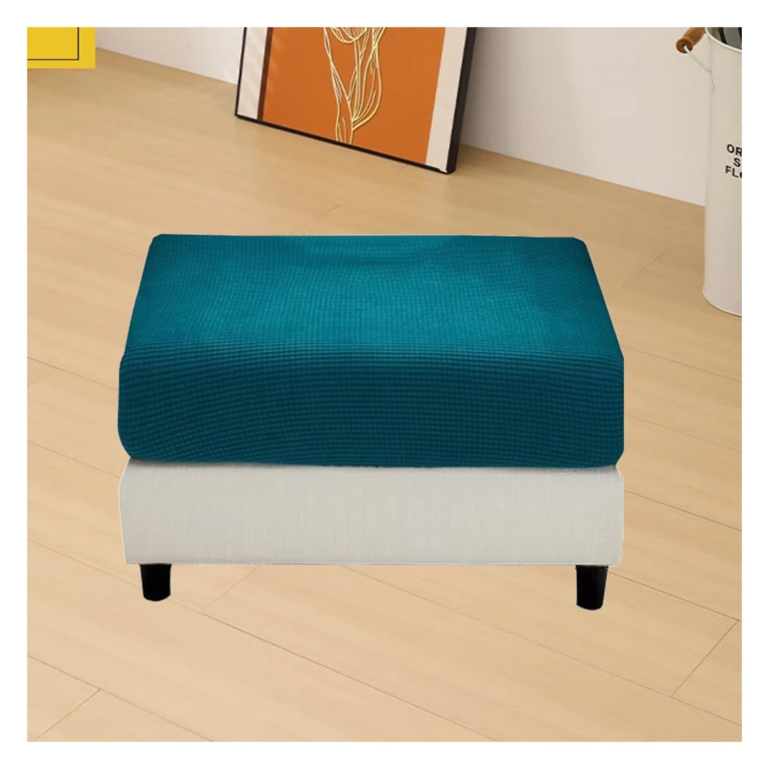 ILiemao Super Stretch Soft Fit Ottoman Cover Slipcover Square/Rectangular for Foot Stool 20x27in/50x68cm 18x22in/45x55cm Furniture for Living Room with Elastic Bottom，Washable(G3,93-108 cm/37-43 in)