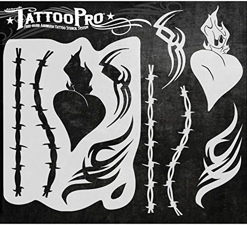 Airbrush Tattoo ProStencil (Hearts & Tribal)