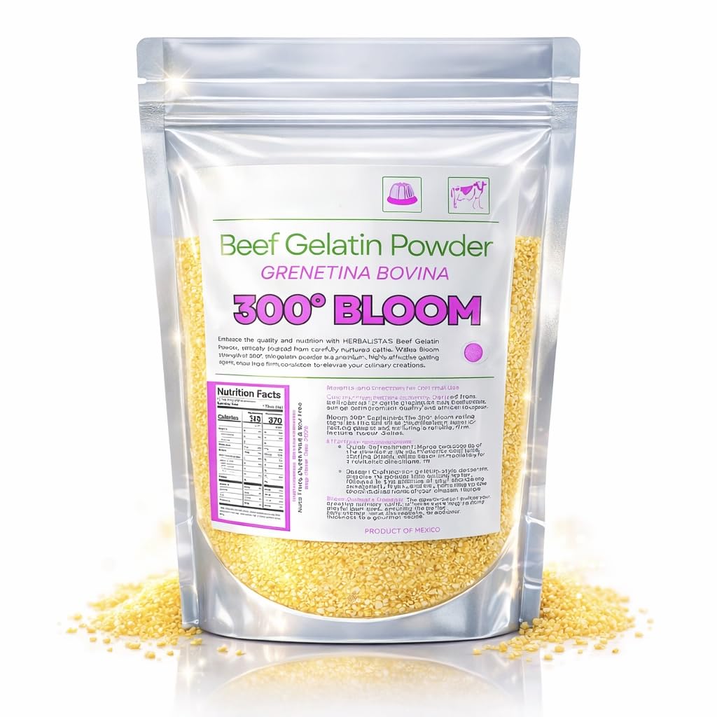 Premium Unflavored 300° Bloom Beef Gelatin Powder Thickening Agent | Grenetina en Polvo Sin Sabor | Swiftly Solidifies, Stabilizes, and Enhances for Culinary & Baking Endeavors. IMPORTED FROM MEXICO (1LB)