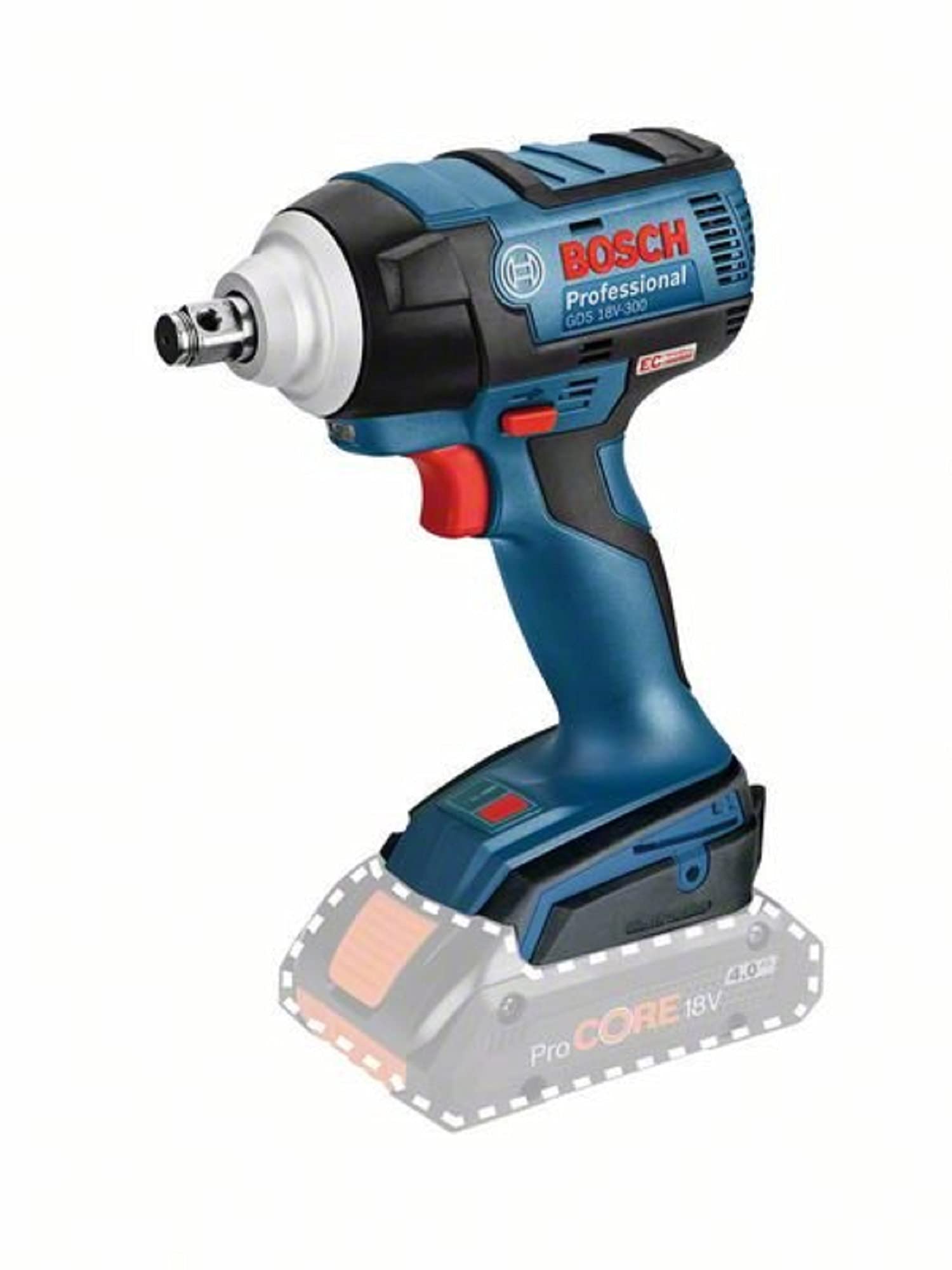 Bosch Professional 06019D8200 Carton 18 V System Cordless Impact Wrench GDS 18 V-300 (Battery not Included, in Cardboard Box), Blue