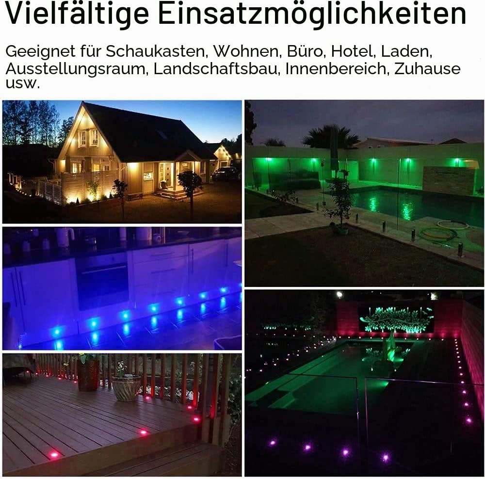 10er Set LED Bodeneinbauleuchten Aussen RGBW Ø45mm WiFi Terrasse Einbaustrahler Led Terrassenbeleuchtung 12v, IP67 Wasserdicht mini Led spot Boden mit Fernbedienung Kompatibel mit Alexa Google Home