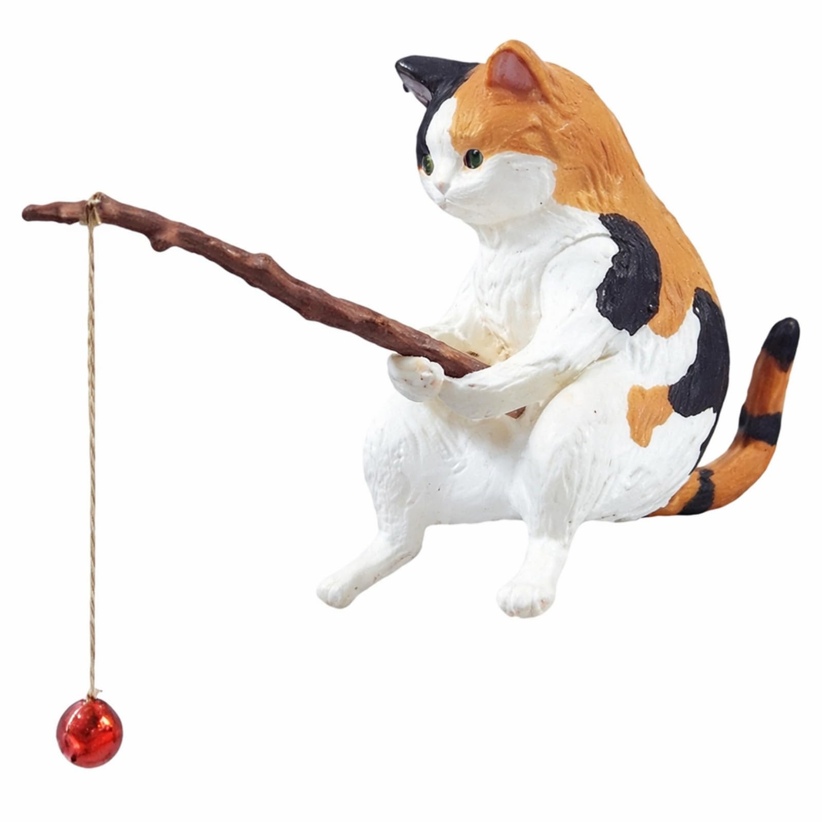 Elzhan Fish Landscaping Fishing Cat Ornaments Mini Resin Figurine Cartoon Cat Statue for Home Office Aquarium Decoration Fishing Cat Figurine Aquarium Décor