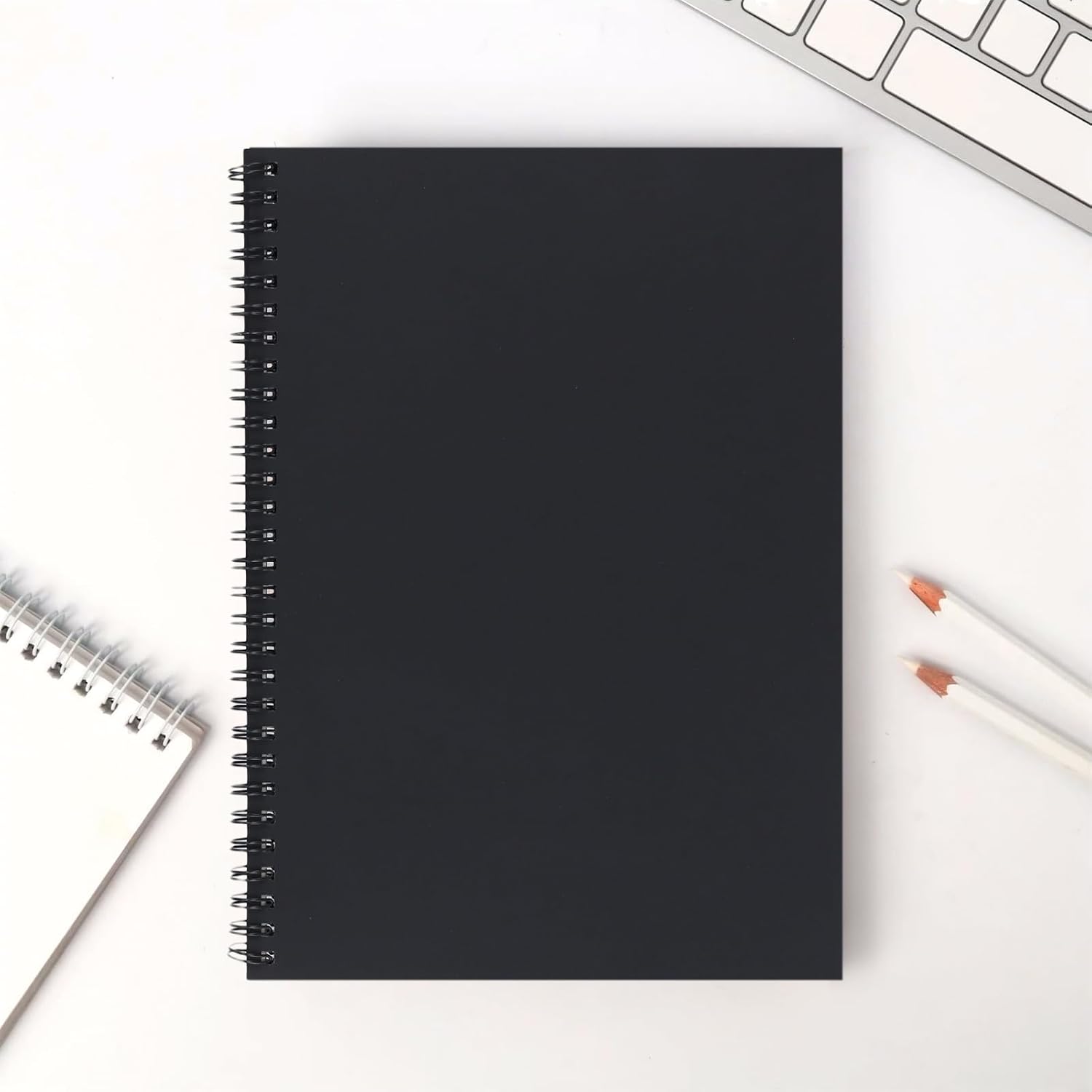 10 Pack B5 Lined Spiral Notebook, Black Card Cover Notebook, 80 Sheets/160 Pages Paper Notebook for Business Office Note Taking