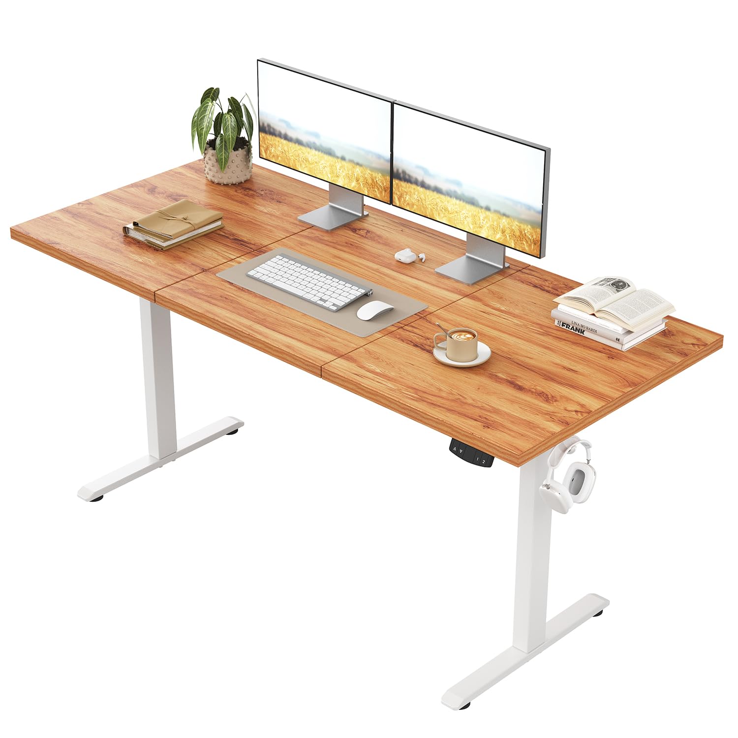 Klicelor Höhenverstellbarer Schreibtisch, Elektrischer Steh-Sitz Bürotisch, Computertisch mit 2 Memory-Funktionen, Stehpult, für Homeoffice & Büro