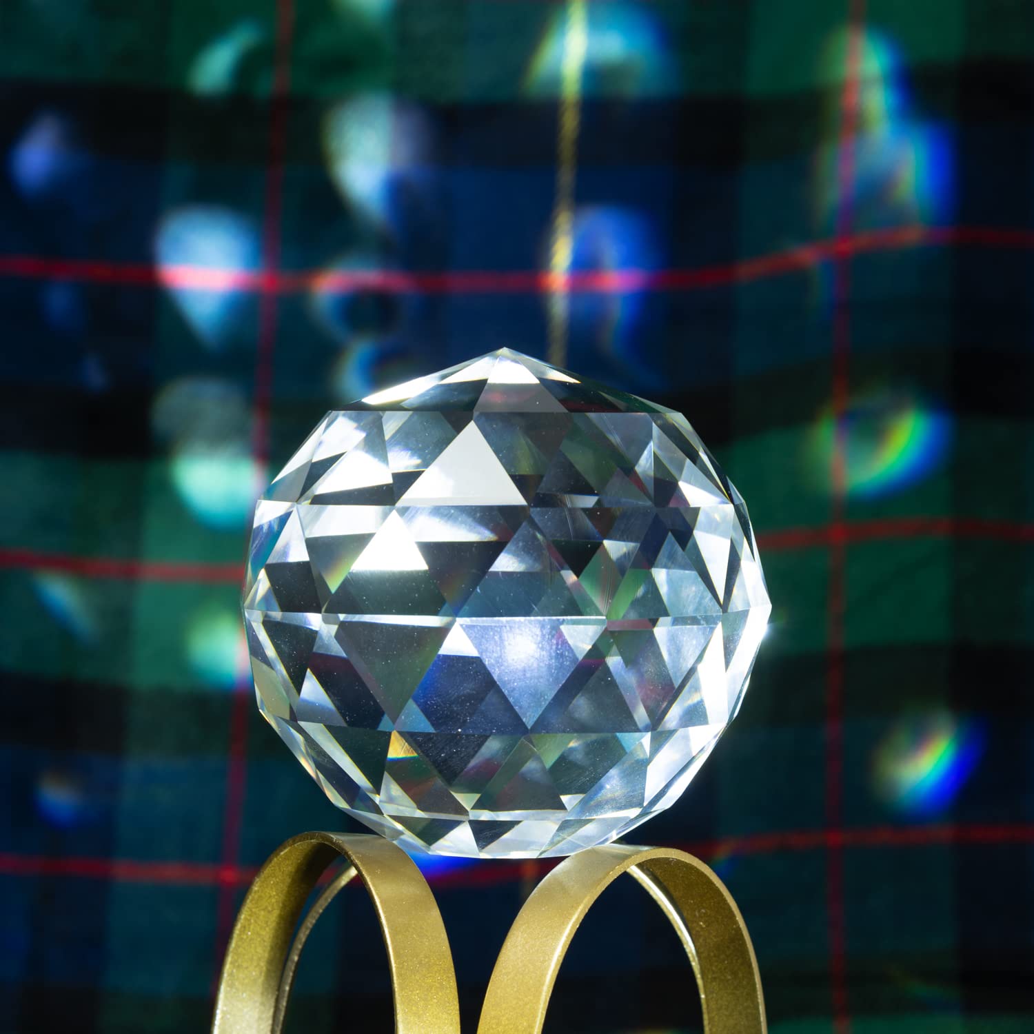 Suncatcher Con Sfera Di Cristallo K9 Prefdo – Prisma Di Vetro Con Supporto In Metallo Dorato, Crea Arcobaleni, Decorazione Casa/Ufficio