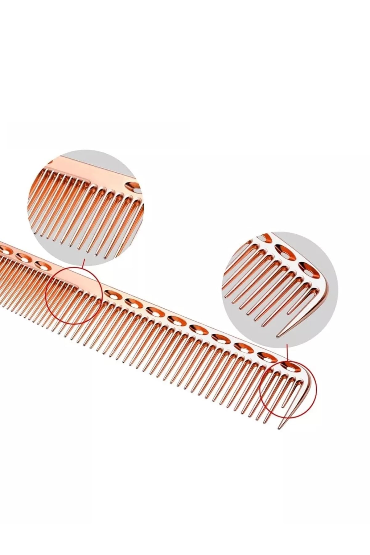 Transformacion Alüminyum Saç Kesim Tarağı, Rose Gold, 21 cm, Profesyonel Saç Şekillendirme ve Düzeltme Tarağı, Anti-Statik