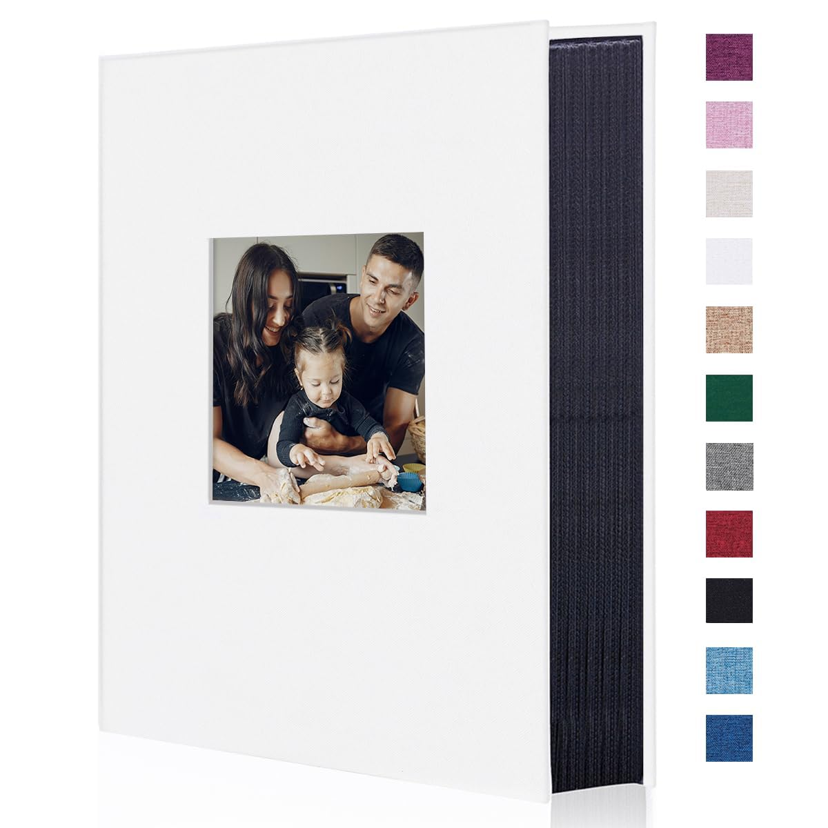 Artmag Fabric Photo Album 4x6 300 Large Capacity for Family Wedding Anniversary Linen Album Holds 300 Horizontal Photos (300 Pockets, White)