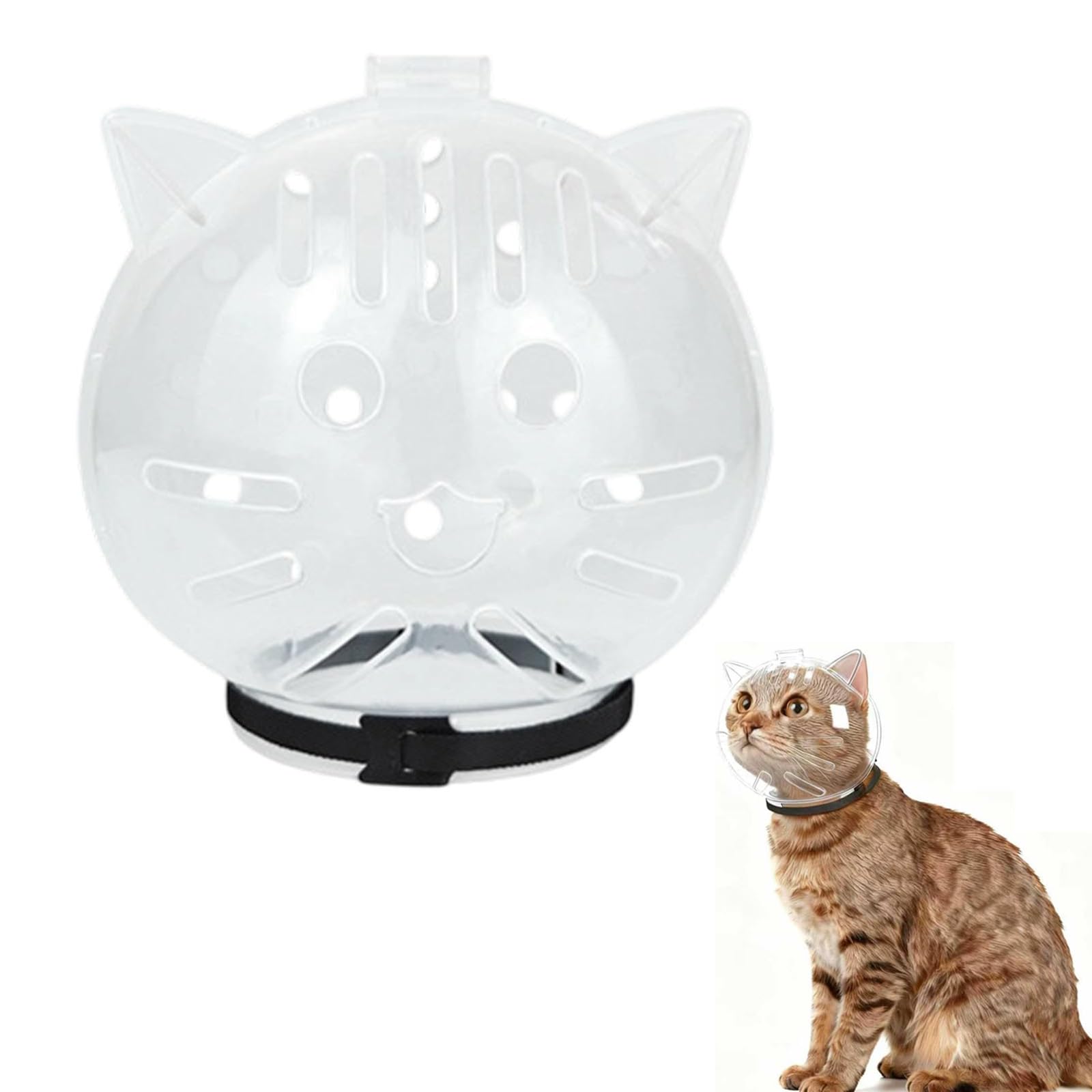 Cat Transparent Muzzle for Grooming, Transparente Maulkorb für Katzen zur Fellpflege, Verstellbarer Kätzchen-Astronautenhelm, Anti-Biss Maulkorb Für Katzen Zur Fellpflege Blasenhelm (14.7cm)