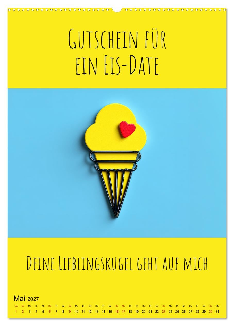 CALVENDO - Gutscheinkalender - Gutschein Karten als Geschenk der Liebe (hochwertiger Premium Wandkalender 2027 DIN A2 hoch), Kunstdruck in Hochglanz: Geschenk für Freundin, Freund und Paare Geschenk f