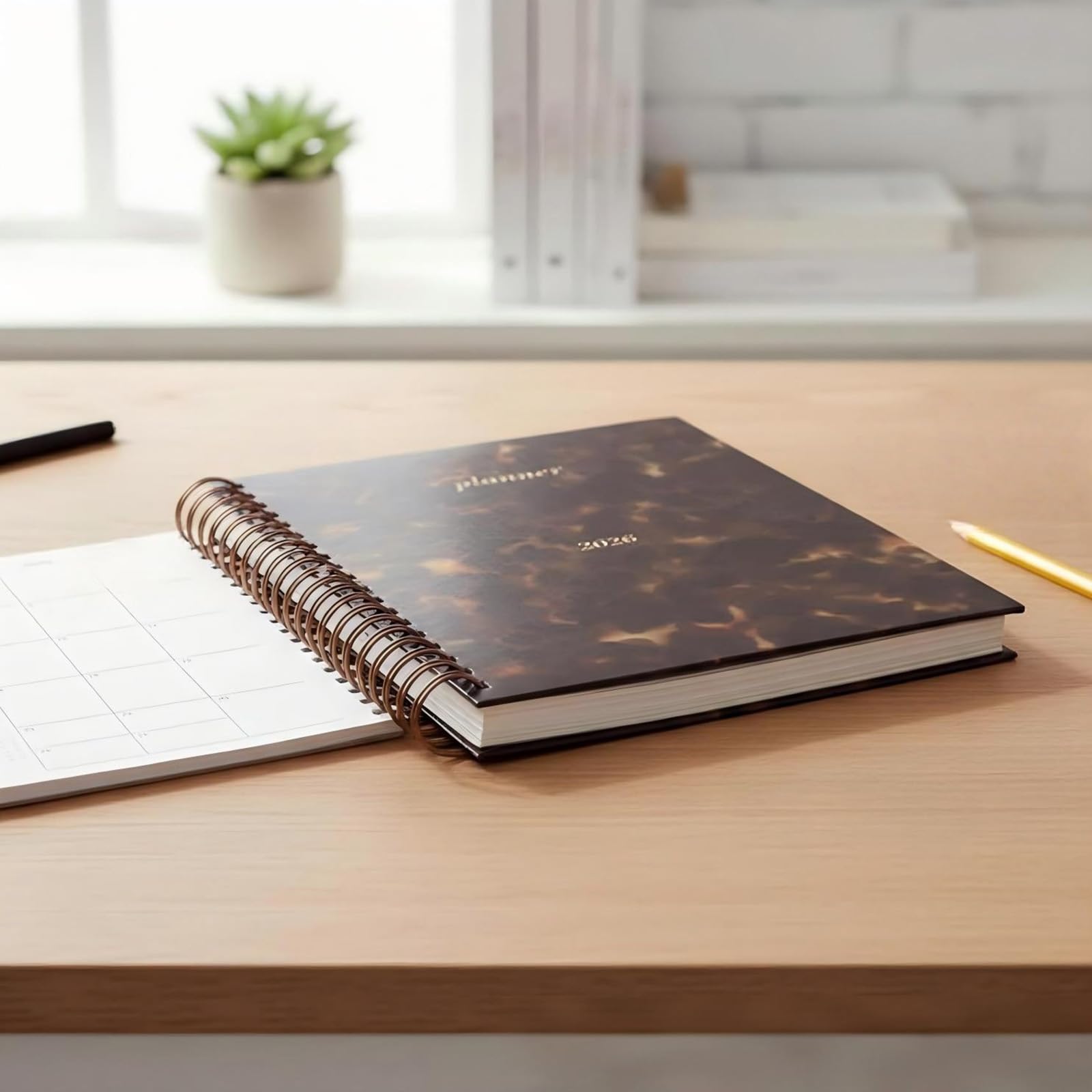 Agenda settimanale con copertina rigida 2026 Notebook con rilegatura a doppia spirale Agenda settimanale mensile 15 mesi 10.2025-12.2026 per la pianificazione mensile