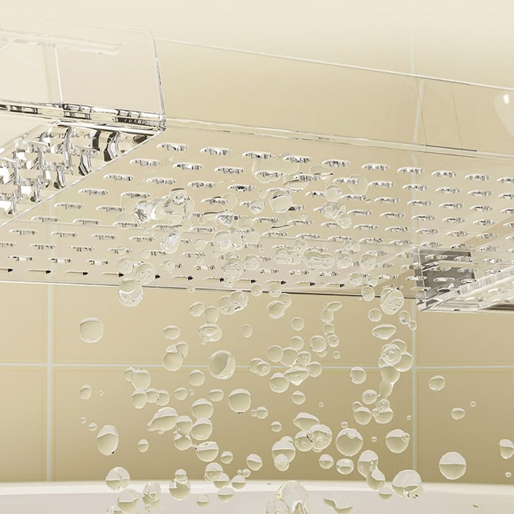 Bandeja extensible para bañera con soporte para copas de vino y libro, estante de baño transparente para relajación de spa, se adapta a bañeras de hasta 29.5 pulgadas de ancho, perfecta para remojar y