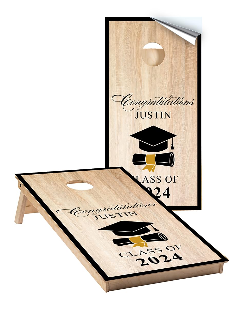 Cornhole Board Wraps #740 Customized Graduation - Personalized Graduation Cornhole Graphic Decals - Includes Application Squeegee - Set of (2) 25