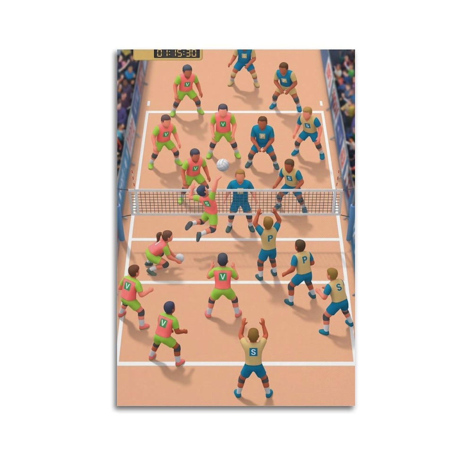 OLYHTR Volleyball Match Poster Modern Decorative Canvas Prints - Ideal Wall Art for Family, Man Cave, Game Room, Boys & Girls Bedroom 24x36inch(60x90cm)