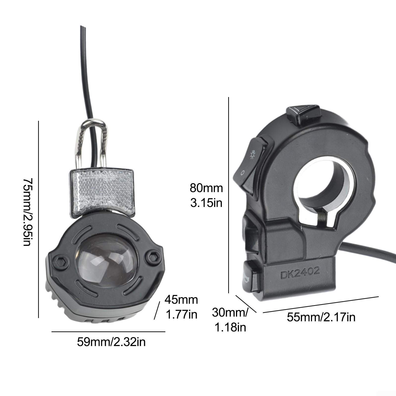 Kit de luces eléctricas para bicicleta eléctrica de 36 V-72 V, luz trasera, intermitentes, sistema de iluminación para bicicleta eléctrica con interruptor de control para bicicleta eléctrica, scooter