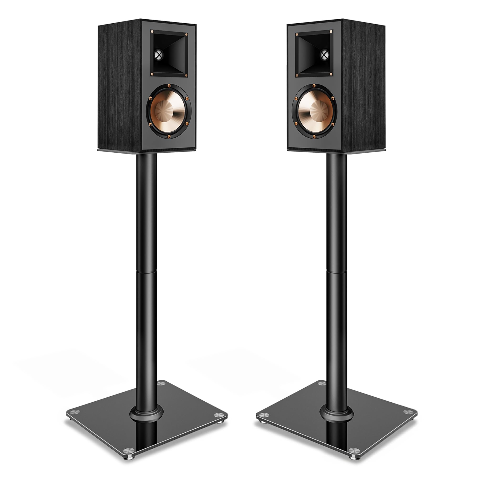 Speaker Stands Pair for Surround Sound,55 LBS Capacity,30.1 inch Floor Bookshlef Speaker Stands,Cable Management,Large Base,1 Pair,Black