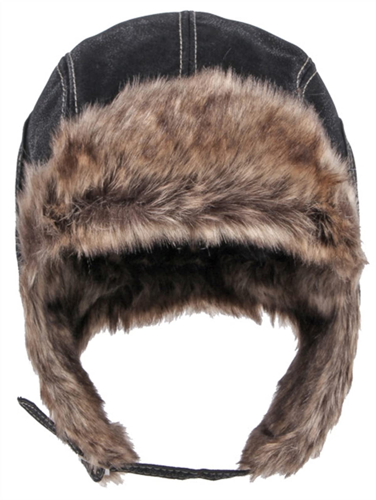 GIBZ Sombrero de Piel Sintética Hombre Mujere con Orejeras Gorro Ruso de Cuero para Invierno