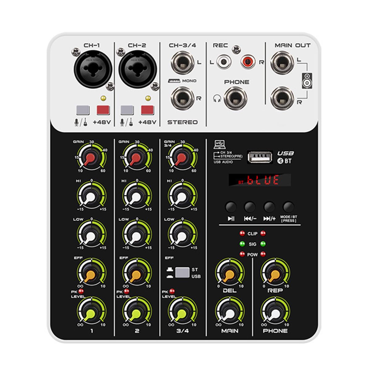 Nicear DJ MixerAudio TunerLive Audio Mixing Console 48V Phantom PowerCompatible Headphone AmplifierLaptop MicrophoneElectronic Instruments - Image 4