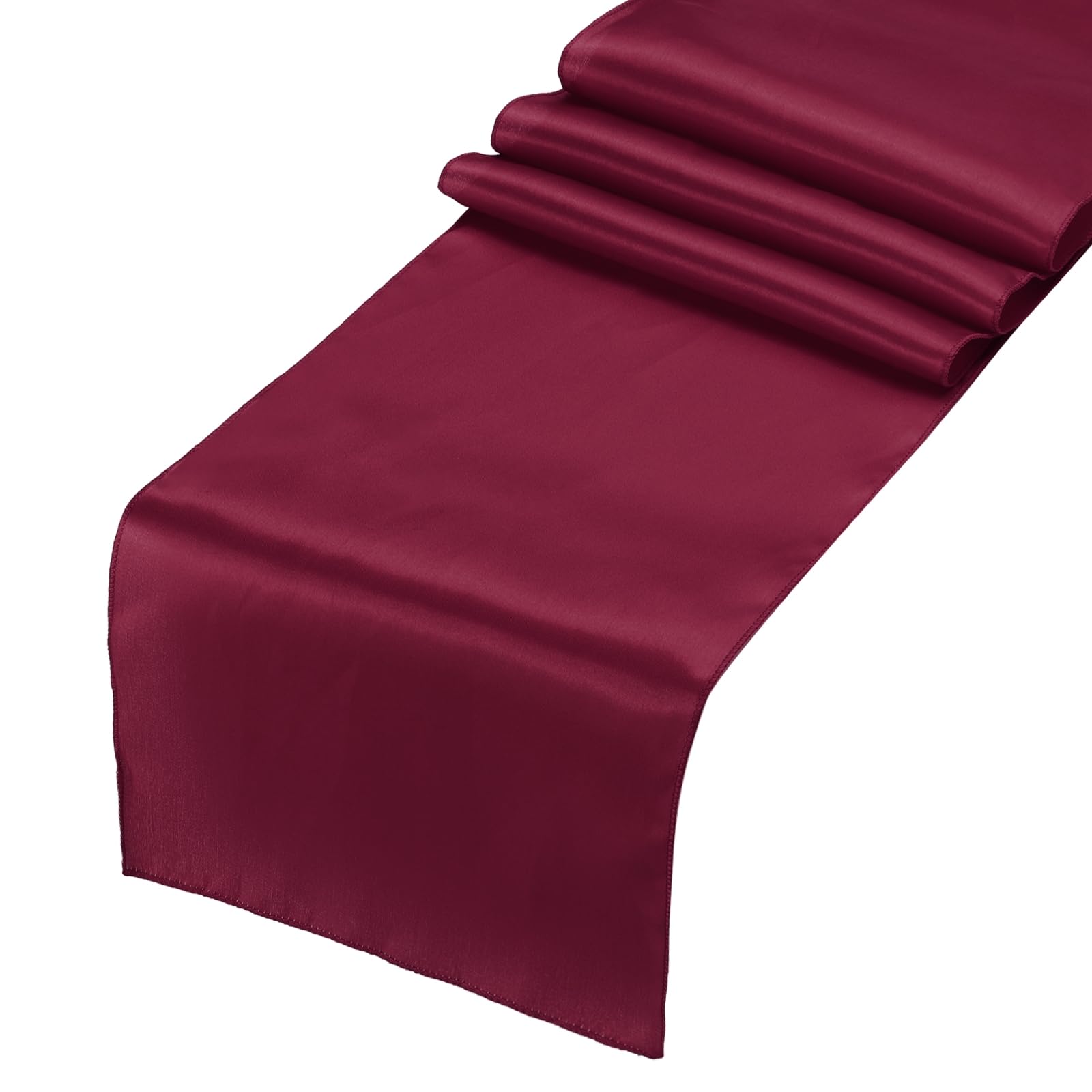 sourcing map Camino de mesa de satén rojo vino de 12 x 108 pulgadas, camino de mesa romántico de seda suave, decoración para bodas, cenas, fiestas de cumpleaños (9 pies)