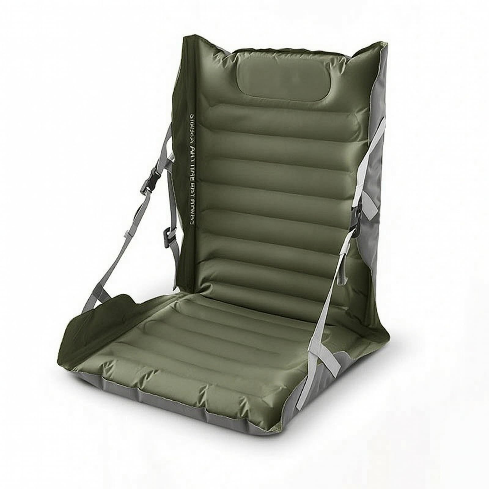 Gralara Asiento Inflable Exterior Cojín Colchoneta Respaldo con Acolchado Inflable para Sillas Plegables y Asiento en el Suelo Adecuado para Playa Campamentos, Verde Jungla
