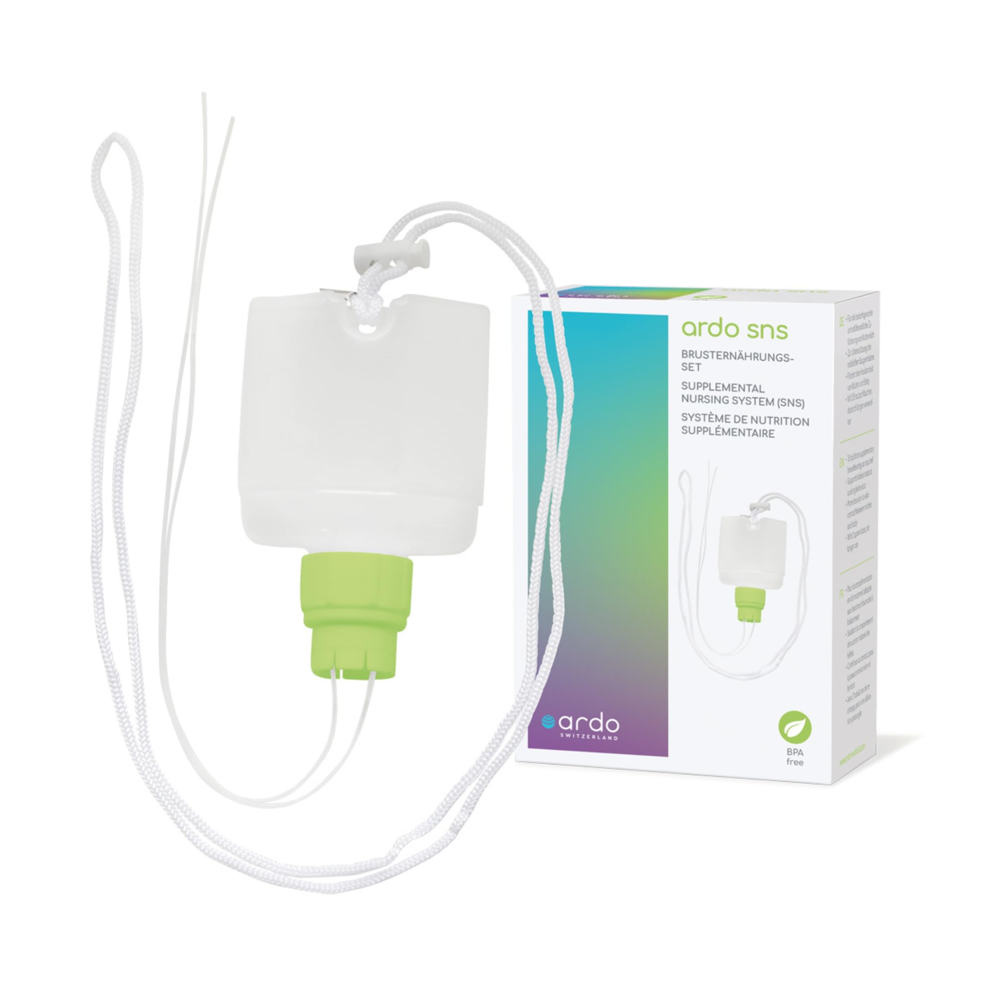 Ardo SNS (Supplemental Nursing System) Brusternährungsset zur stillfreundlichen Zufütterung an der Brust | Hilft Milchbildung fördern | Stillhilfe bei Frühgeburt, Saugschwierigkeiten und mehr