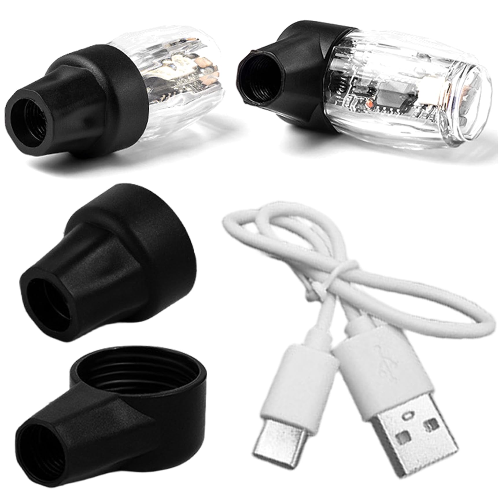 Tapas de válvula LED impermeables Tipo C con luz intermitente para bicicleta 8