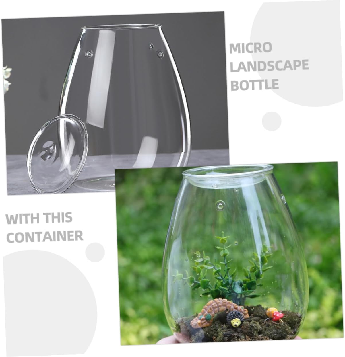 BESPORTBLE Decorative Glass Terrarium Container for Landscaping Hydroponic Vase Glass Bottle for Indoor and Outdoor Home Decor Landscape Bottle