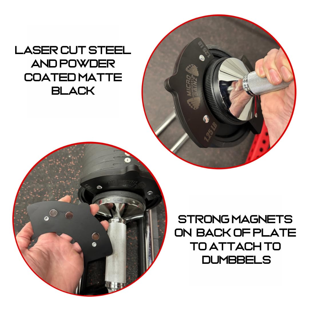 Micro Gainz 0,6 kg Magnetische Hantelbefestigung für Snode Verstellbare Hanteln, Wählen Sie 4 oder 8 Stück Magnetische Hantelscheiben, Ideal für Micro Loading Hanteln, Made in USA