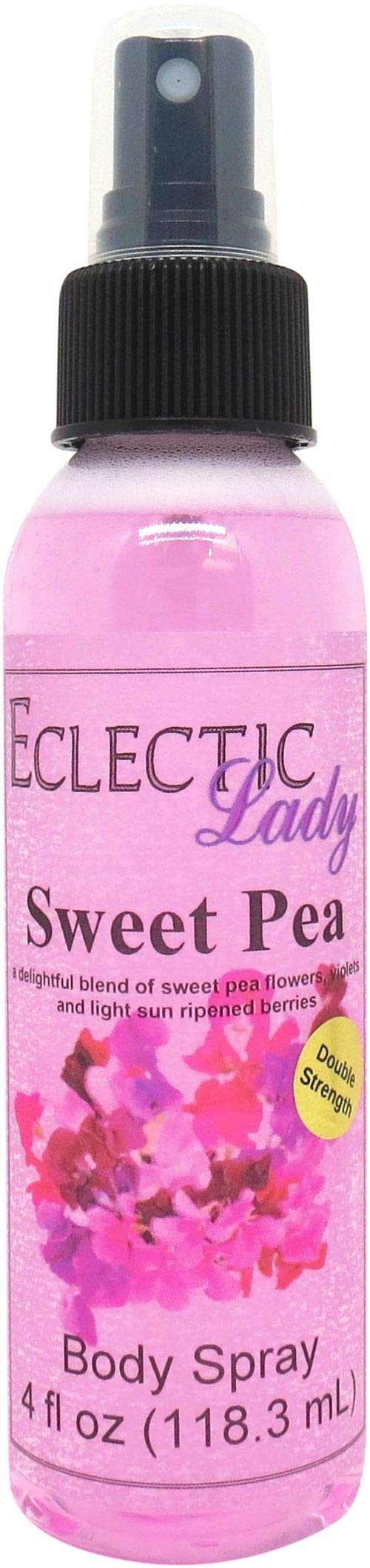 Eclectic Lady Sweet Pea Body Spray, Double Strength, 4 ounces, Body Mist for Women with Clean, Light & Gentle Fragrance, Cologne with Soft, Subtle Aroma For Daily Use