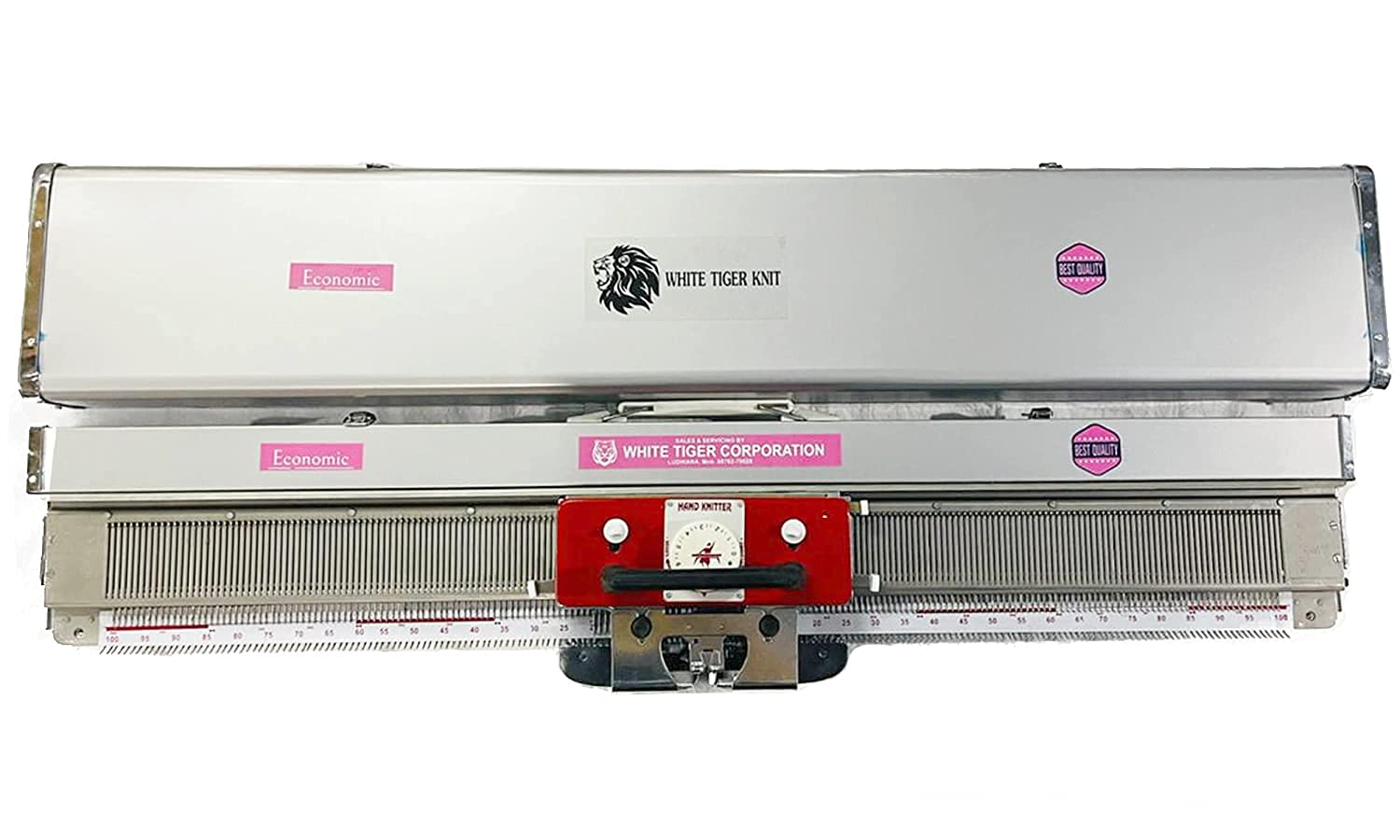 White Tiger Knit Stainless Steel Wool Knitting Machine By Hand Home, Economic Model With 180 Spm Sewing Speed, Knit Your At Home, Knitting Kits Beginners (Set Of 1, Accessory Bag Included)