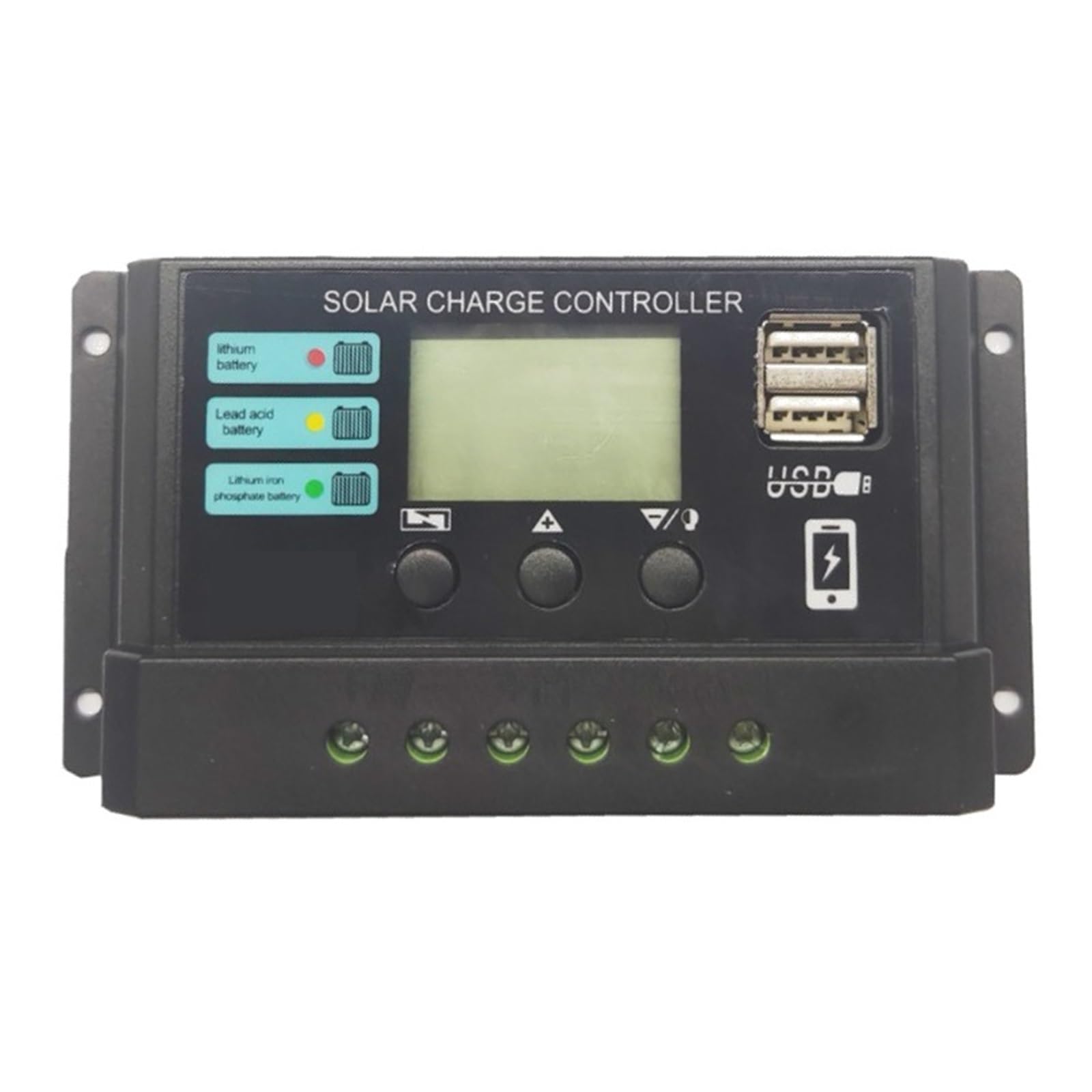 Regulador PV 10A 12V 24V controlador de carga solar PWM con doble puerto USB y pantalla LCD