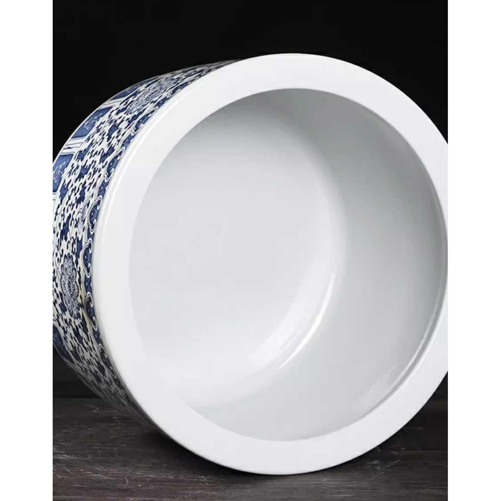Mały Ceramiczny Akwarium Jingdezhen Ceramiczny Akwarium Do Karmienia Żółwi Zewnętrzny Ogród Taras Dekoracyjny Akwarium Dekoracja Salonu Dekoracja Pulpitu Złota rybka(35x22cm)