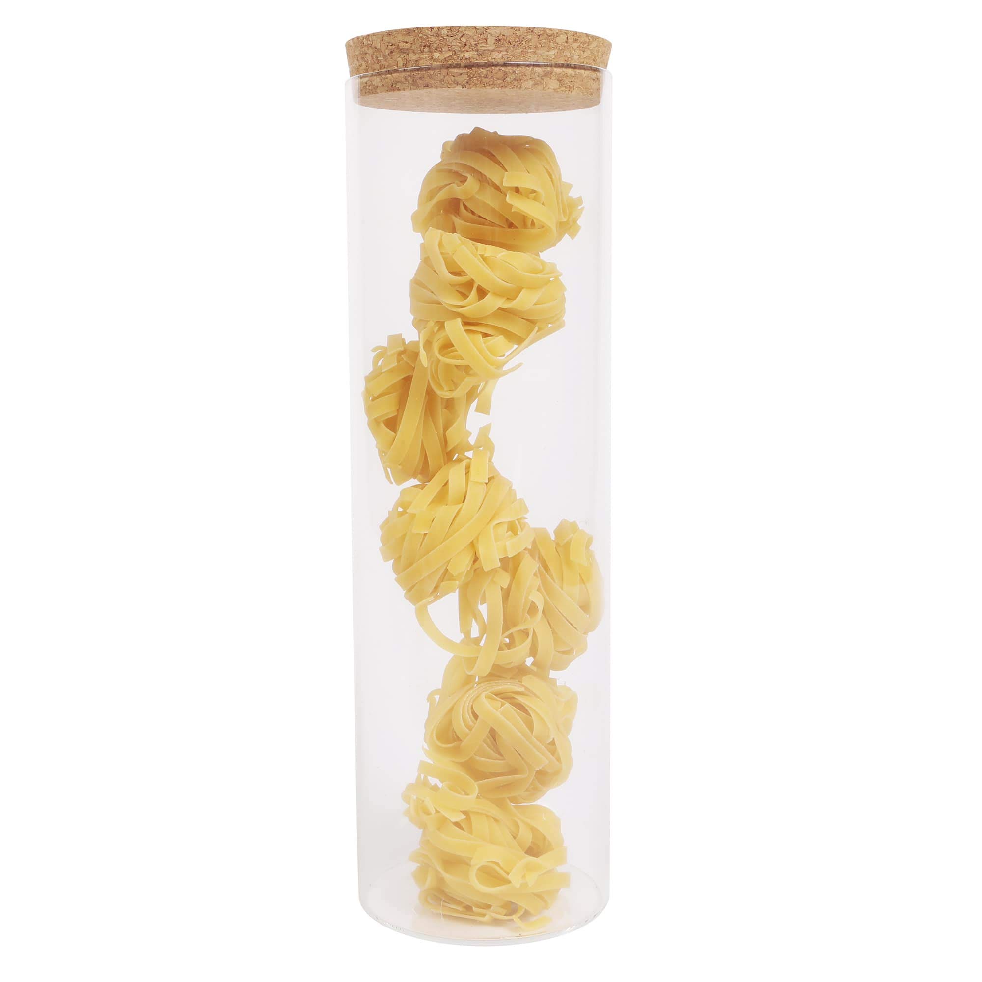 ORNAMI Airtight Glass Pantry Storage Canister Jar with Cork Stopper Lid | BPA-Free, Clear Kitchen Storage Jar (1, 2L)