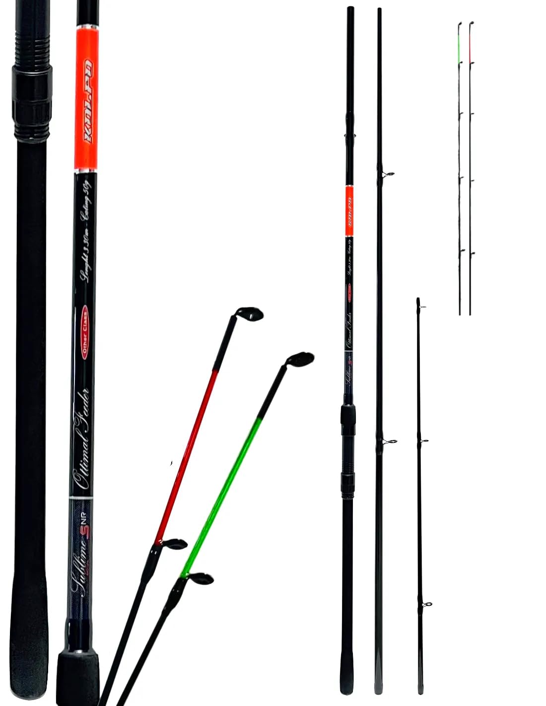 Kolpo Ottimal Feeder – Canna da Pesca Feeder 3.30m in Carbonio – Azione 50g – 2 Vette Intercambiabili – Leggera e Versatile per Mare e Acque Interne