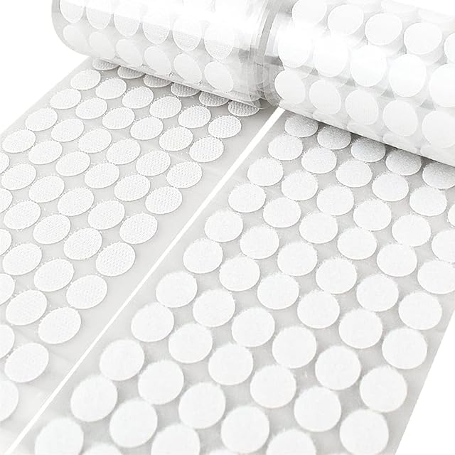 Topways 720pcs (360 pairs) 15mm Diameter Hook and Loop Self Adhesive Dots, Sticky Back Coin Adhesive DIY Dots Tape for Home School Office (White)