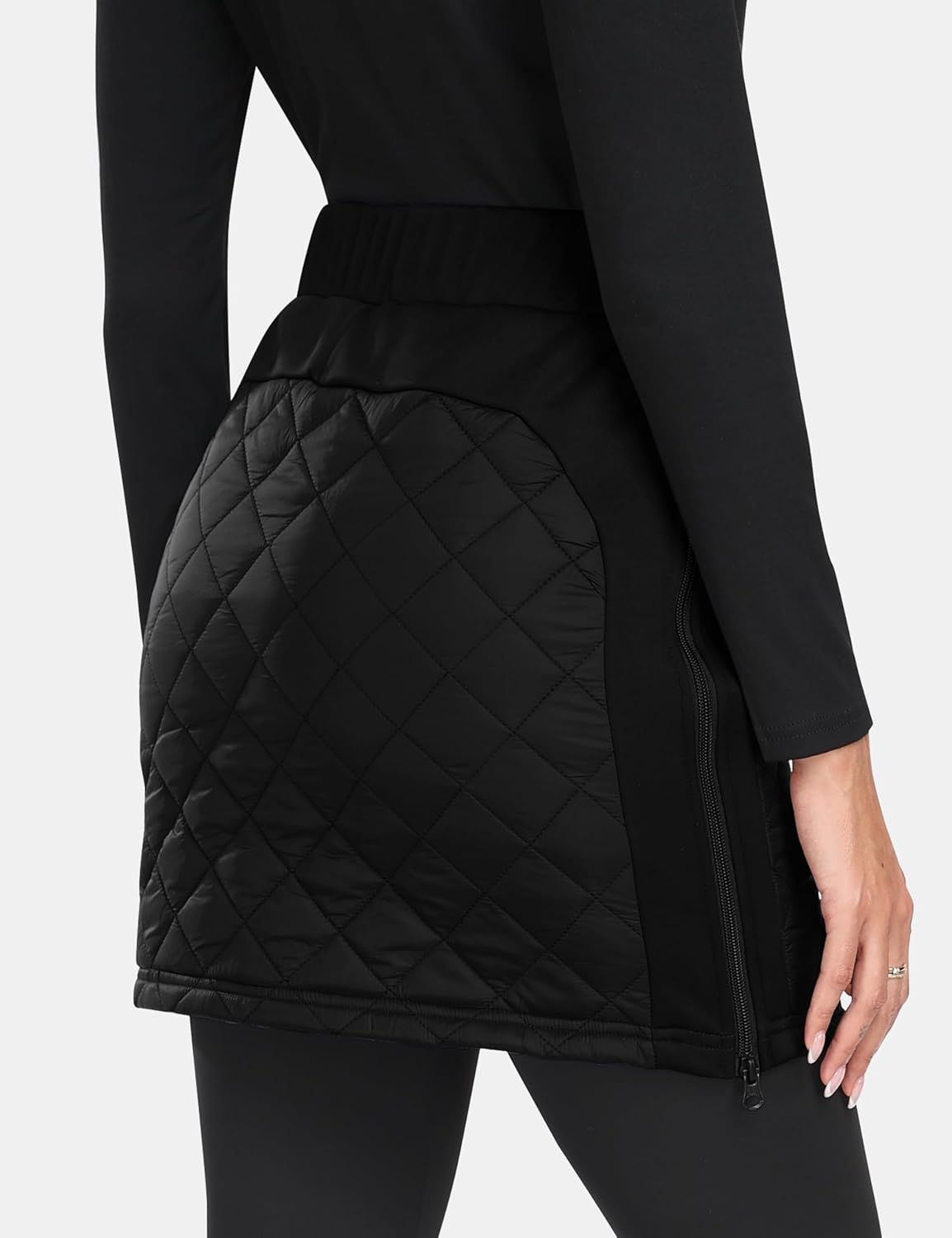 MoFiz Women's Quilted Puffer Skirt Insulated Warm Winter Skirt with Full Zipper Snow Skirts for Hiking Running Golf Outdoor - Image 2