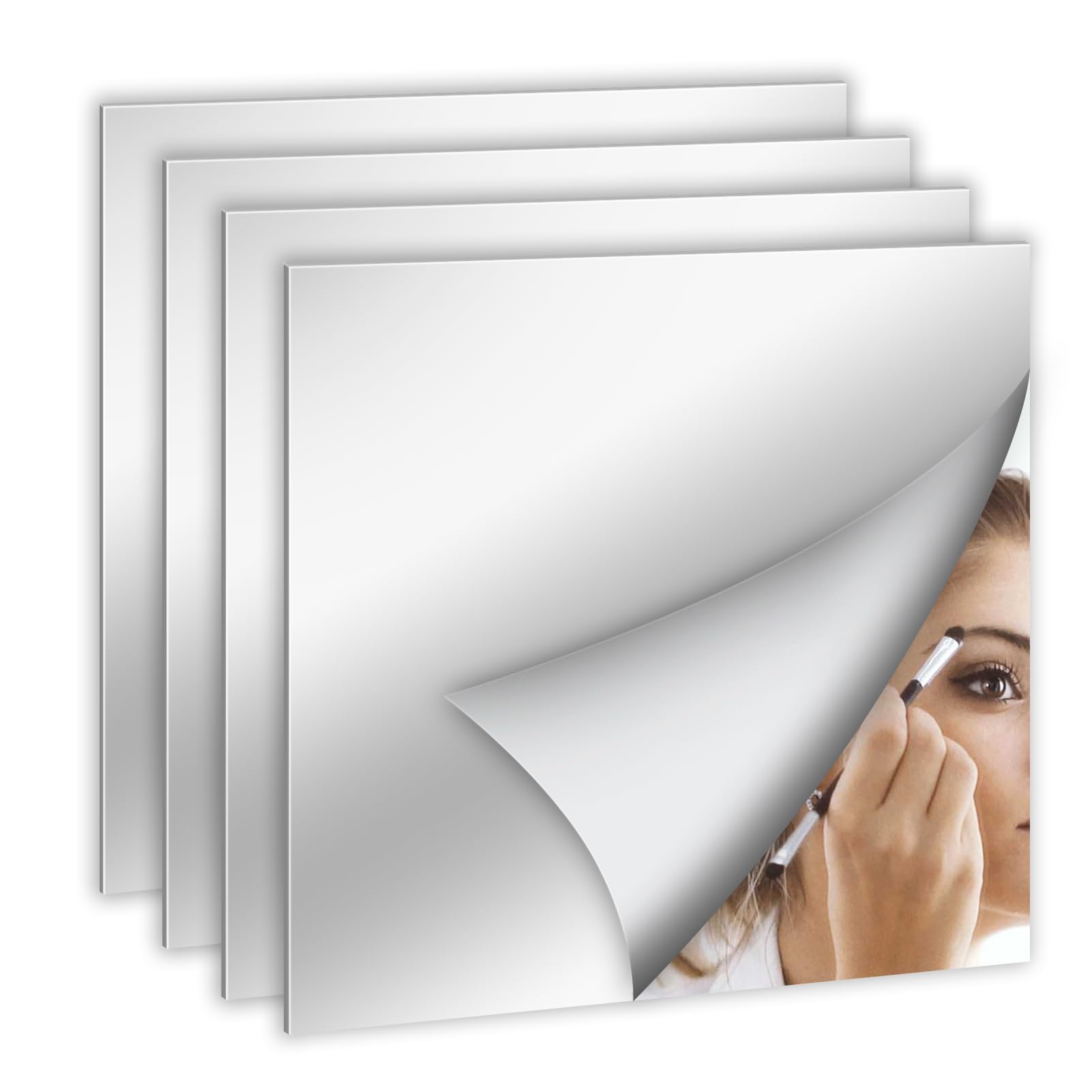 Self Adhesive Acrylic Mirrors, Flexible Plastic Mirror Sheets Wall Stickers, Unbreakable Acrylic Mirror Tiles for Door, Nursery, School, Gym, Lockers, 2mm Thicker-image-45