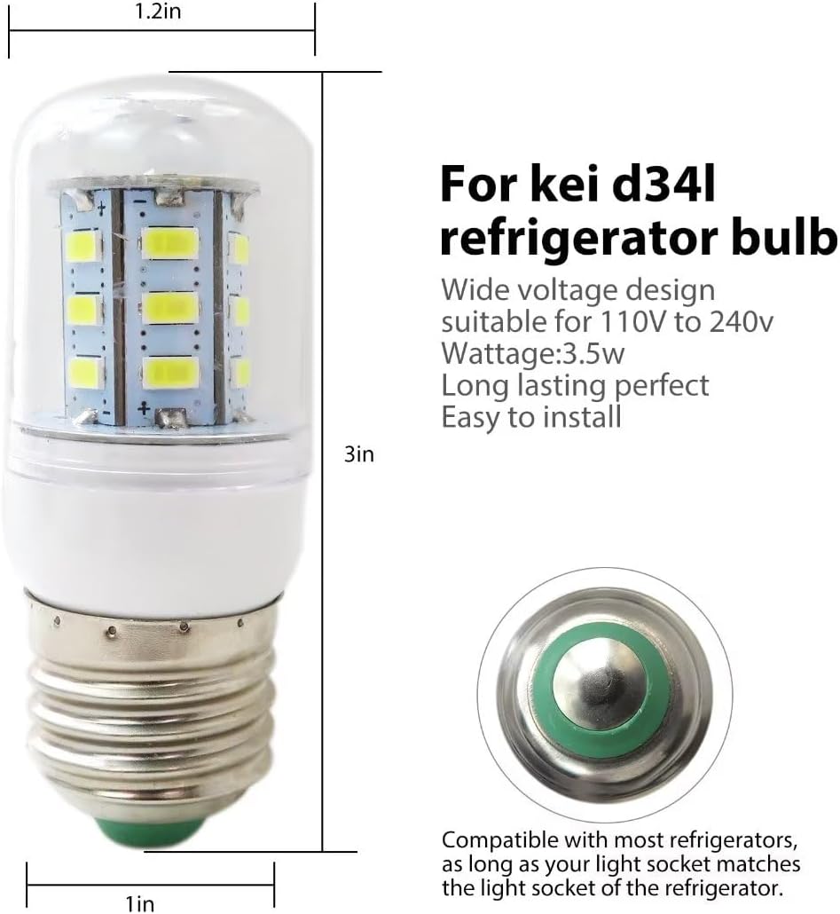 2Pack New Version 5304511738 LED Refrigerator Light Bulb for LFSS2612TP2, LFSS2312TF2, LFSS2312TF0, CRSE233TS0, FFSS2625TS1