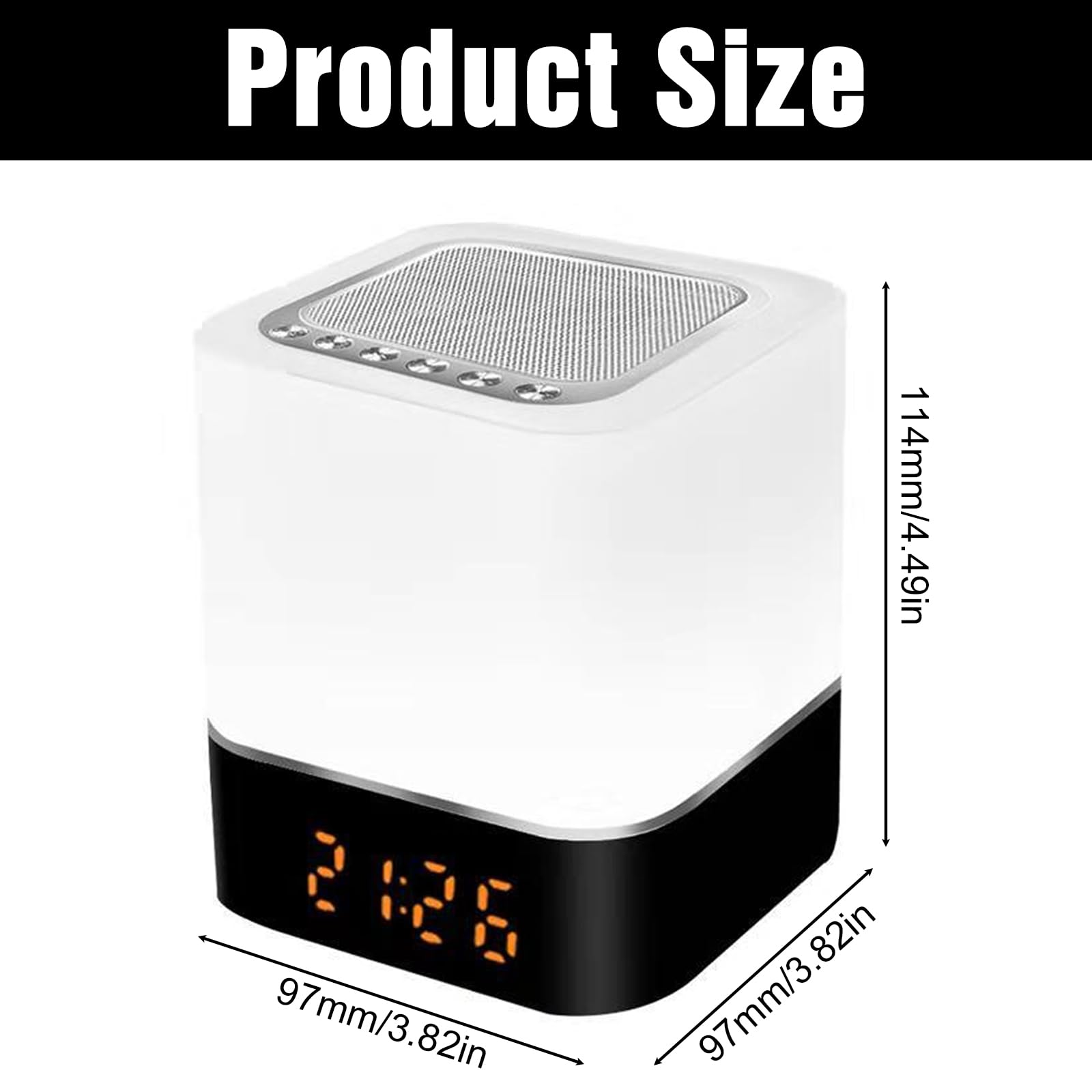 BORDEAG Altoparlante Bluetooth Sveglia con Luce LED Touch, Lampada da Comodino Dimmerabile, Lettore MP3