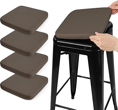 SINOSSO Leathaire - Juego de 4 cojines magnéticos para taburetes de bar de piel sintética modernos, para sillas pequeñas, para cafetería, bistró,