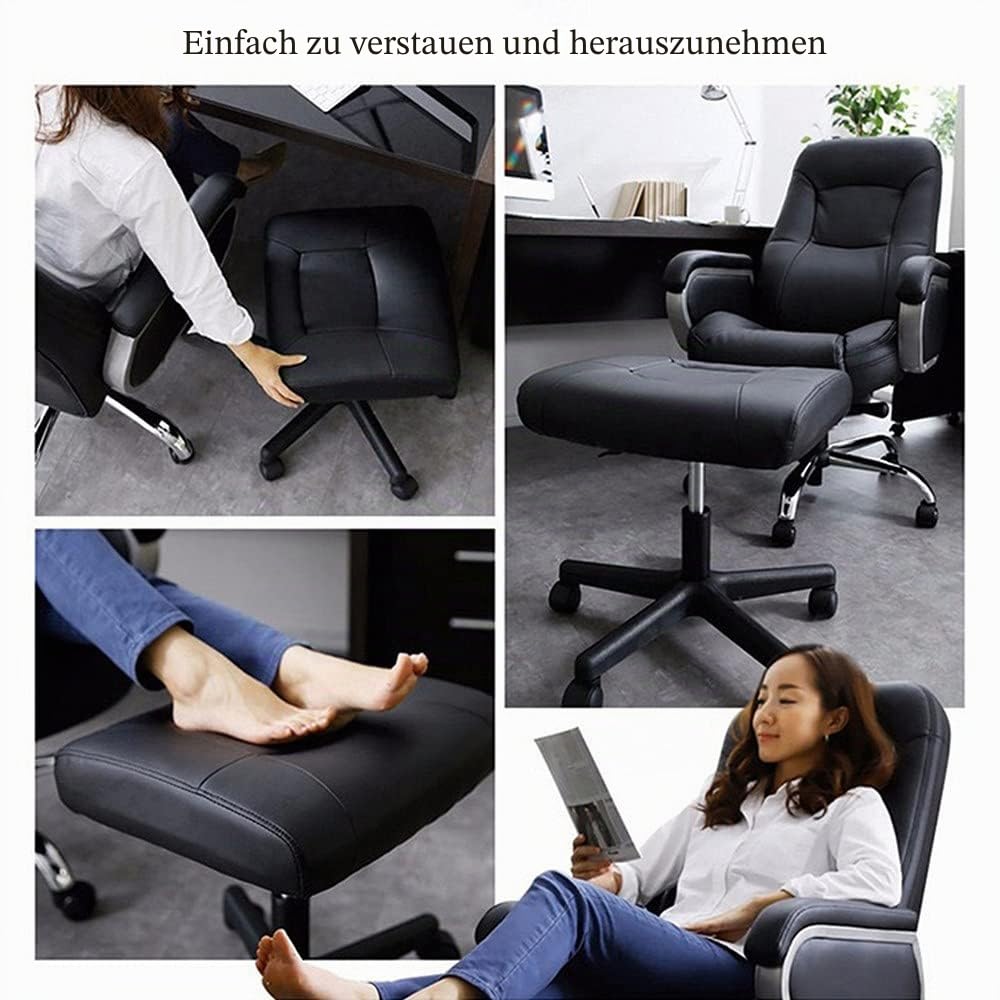 Fußstütze Fußstützen Mit Rädern Für Büro, fußstütze Hocker Fußhocker Höhenverstellbarer Gaming Stuhl Fußhocker PU Leder Fußständer Unter Dem Schreibtisch Rollende Beinstütze
