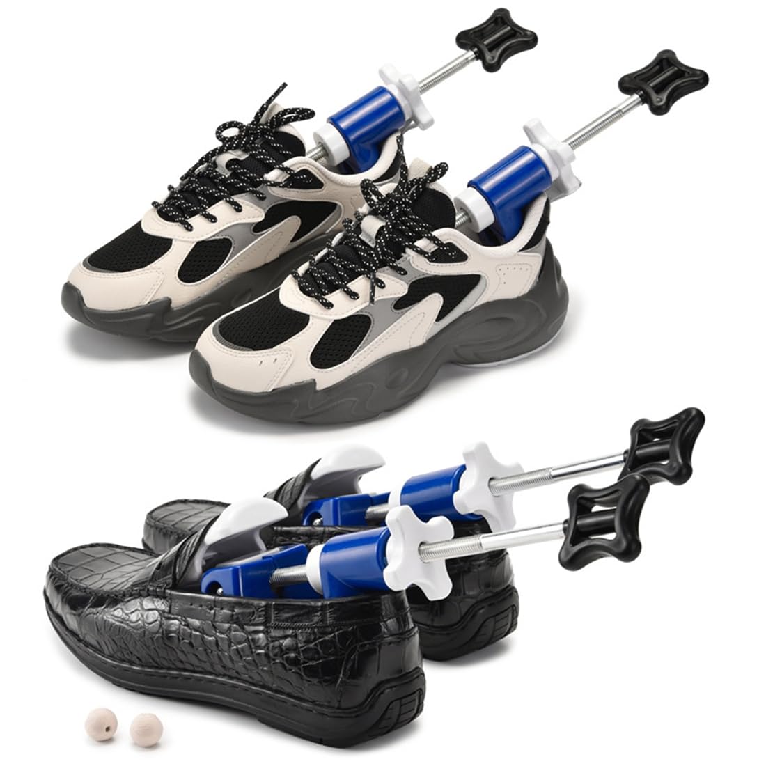 2 hormas elásticas para zapatos con calzador, para hombre y mujer, para estirar zapatos