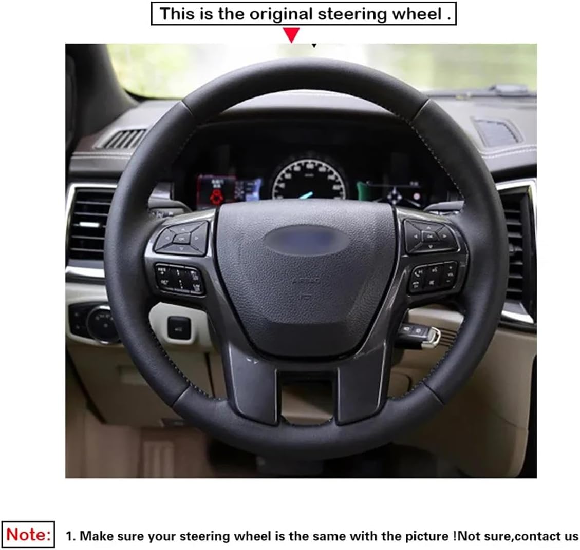 Fit for Ford Ranger 2016-2020,Stitch Steering Wheel Cover,Lace Up Steering Wheel Cover,Non-Slip Sew On Steering Wheel Cover